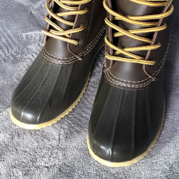 Bass Harlequin Brown Waterproof Duck Boots Womens Size 10M Rain Boots Snow Boots - Picture 2 of 11